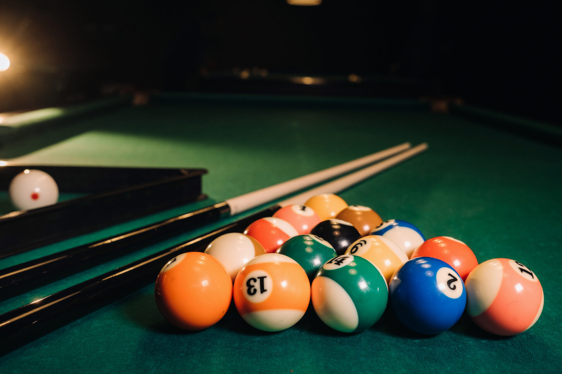 billiard table with green surface and balls in the 2021 09 01 06 28 17 utc