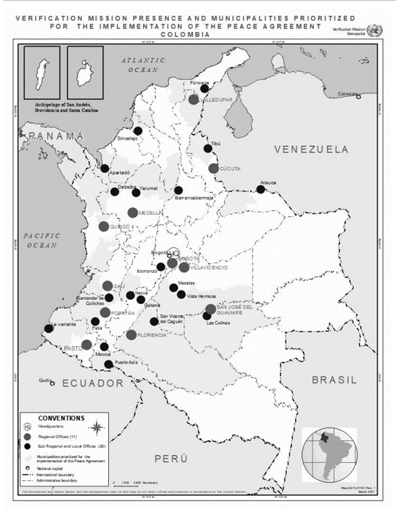 Mapa de Verificación del Acuerdo Final de Paz en Colombia